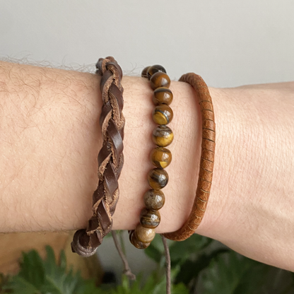 men's natural stone tiger eye bracelet