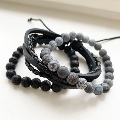 men's natural stone agate bracelet