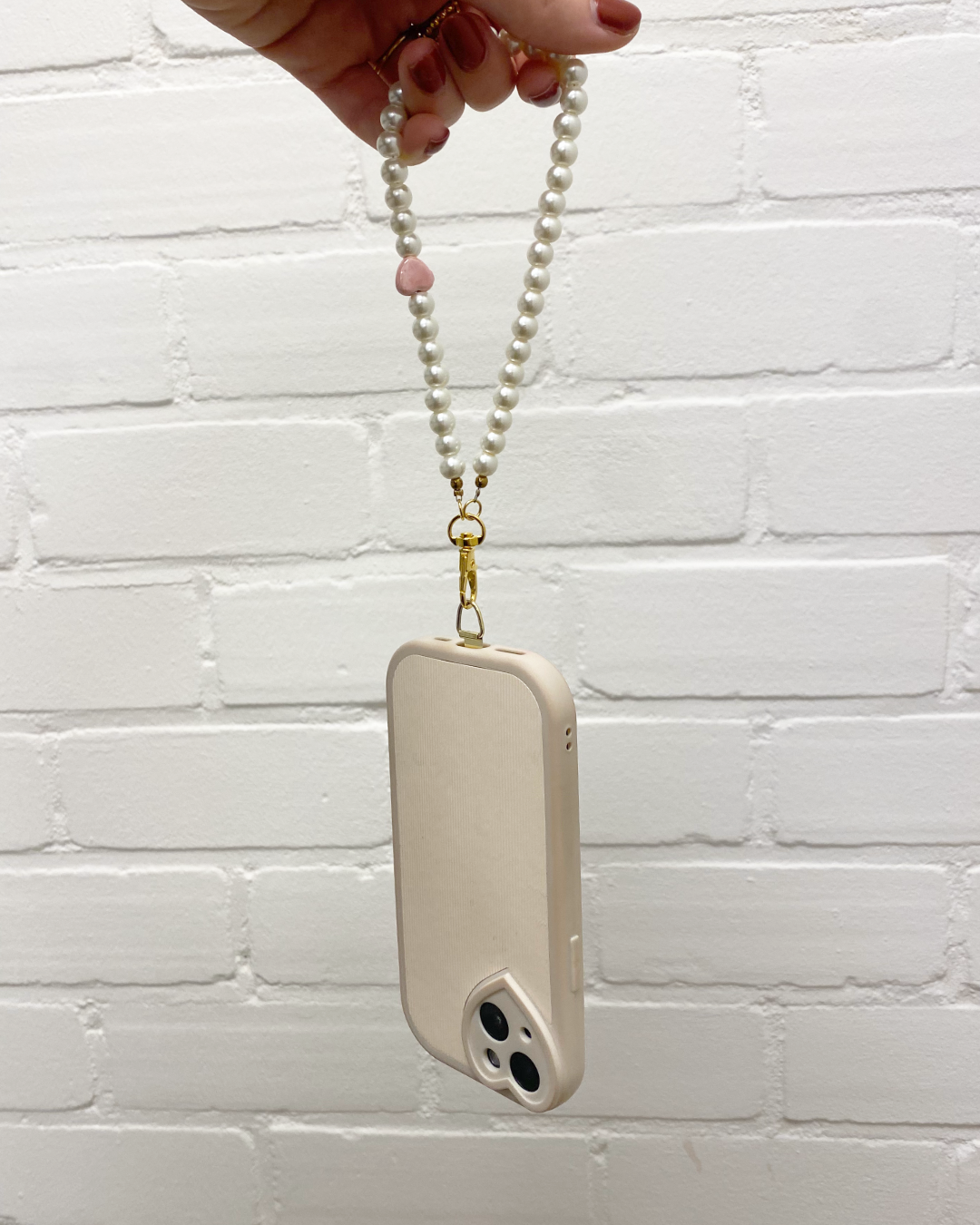 telefoonkoord parels rood hartje