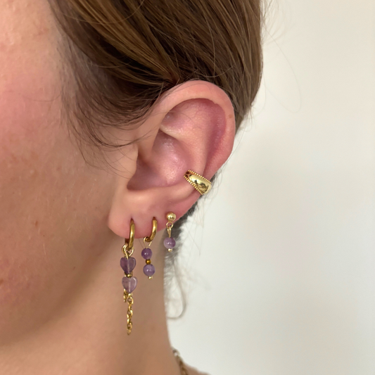 amethist oorbellen ring hartjes aanfoto oorbellen stainless steel natuursteen oorbellen