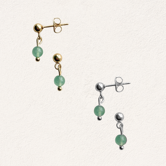 aventurijn stud oorbellen stainless steel  natuursteen oorbellen