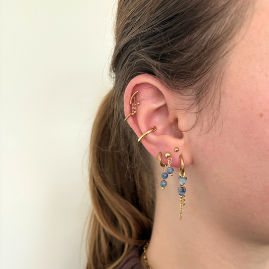 blue spot jasper ring hartjes oorbellen aanfoto natuursteen oorbellen