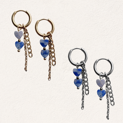blue spot jasper ring hartjes oorbellen productfoto natuursteen oorbellen