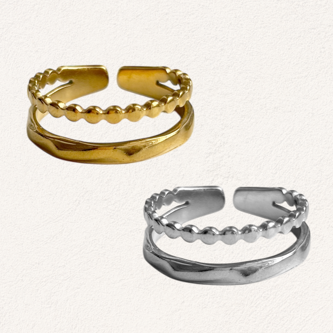 double lines & dots ring