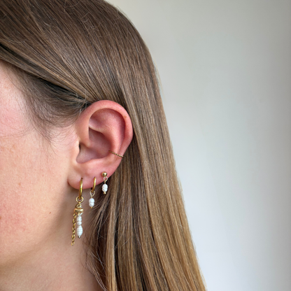 earparty goud zoetwaterparel hartjes oorbellen