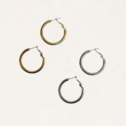 essential hoops 30 mm stainless steel oorbellen