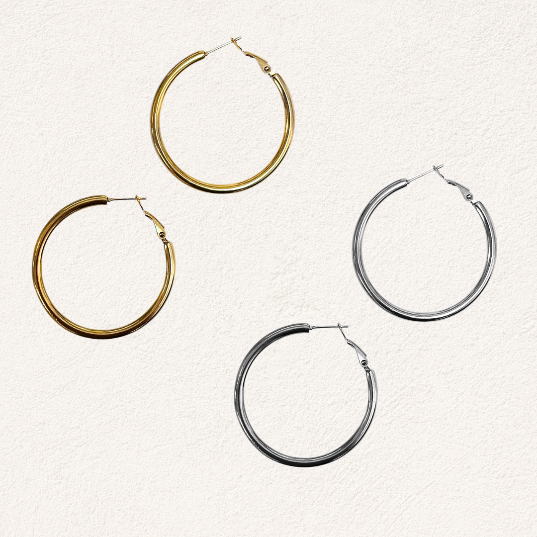 essential hoops 40 mm stainless steal oorbellen