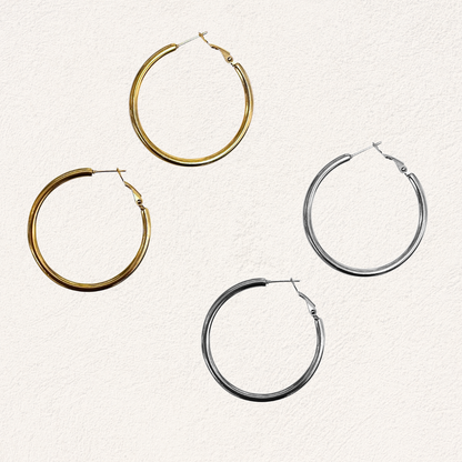 essential hoops 40 mm stainless steal oorbellen