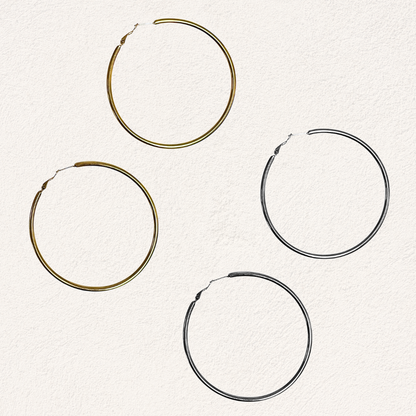 essential hoops 70 mm stainless steal oorbellen
