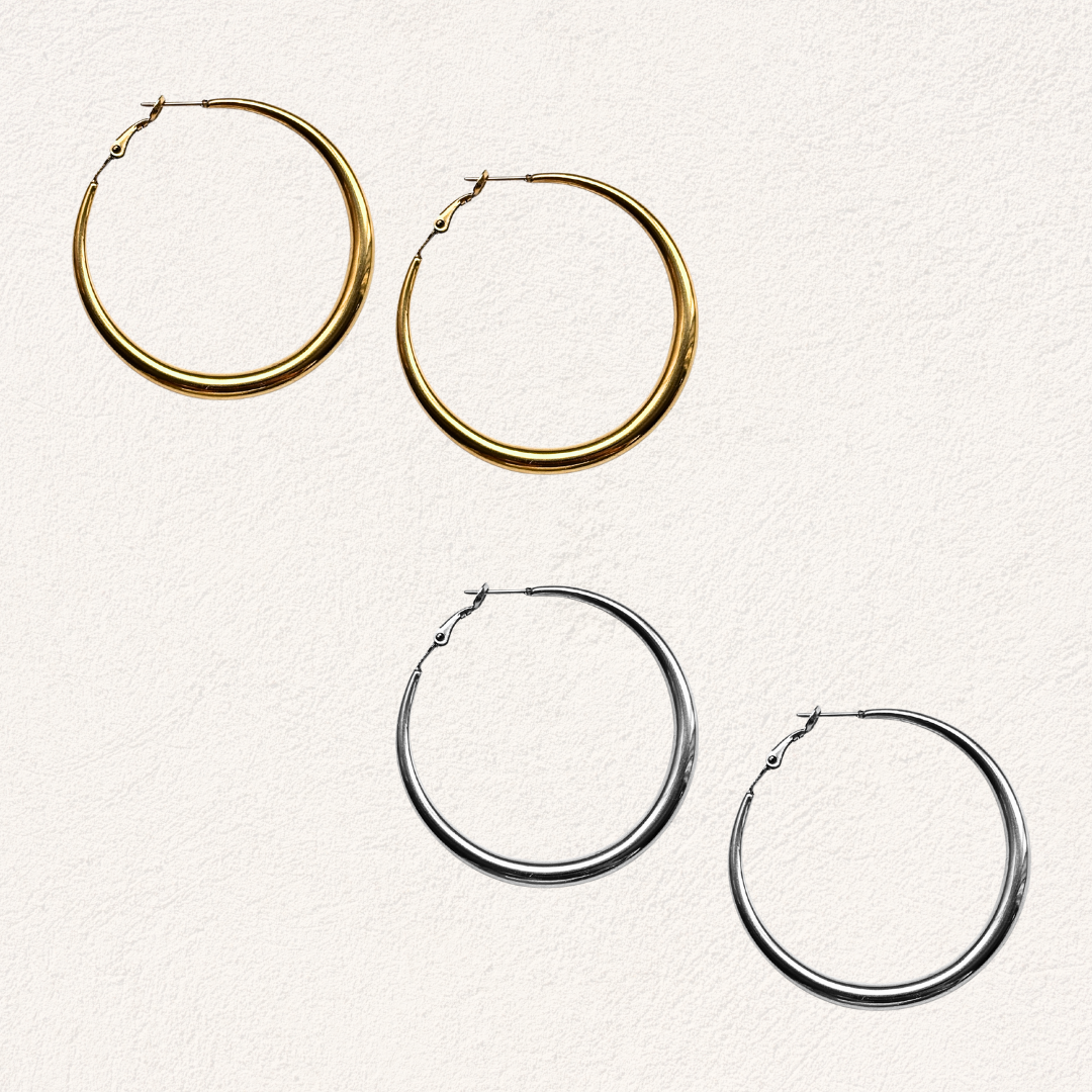 essential hoops curve 50 mm stainless steel oorbellen