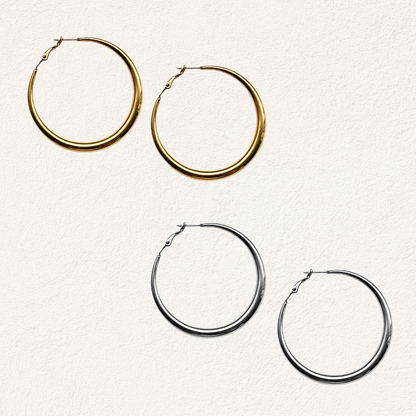 essential hoops curve 50 mm stainless steel oorbellen