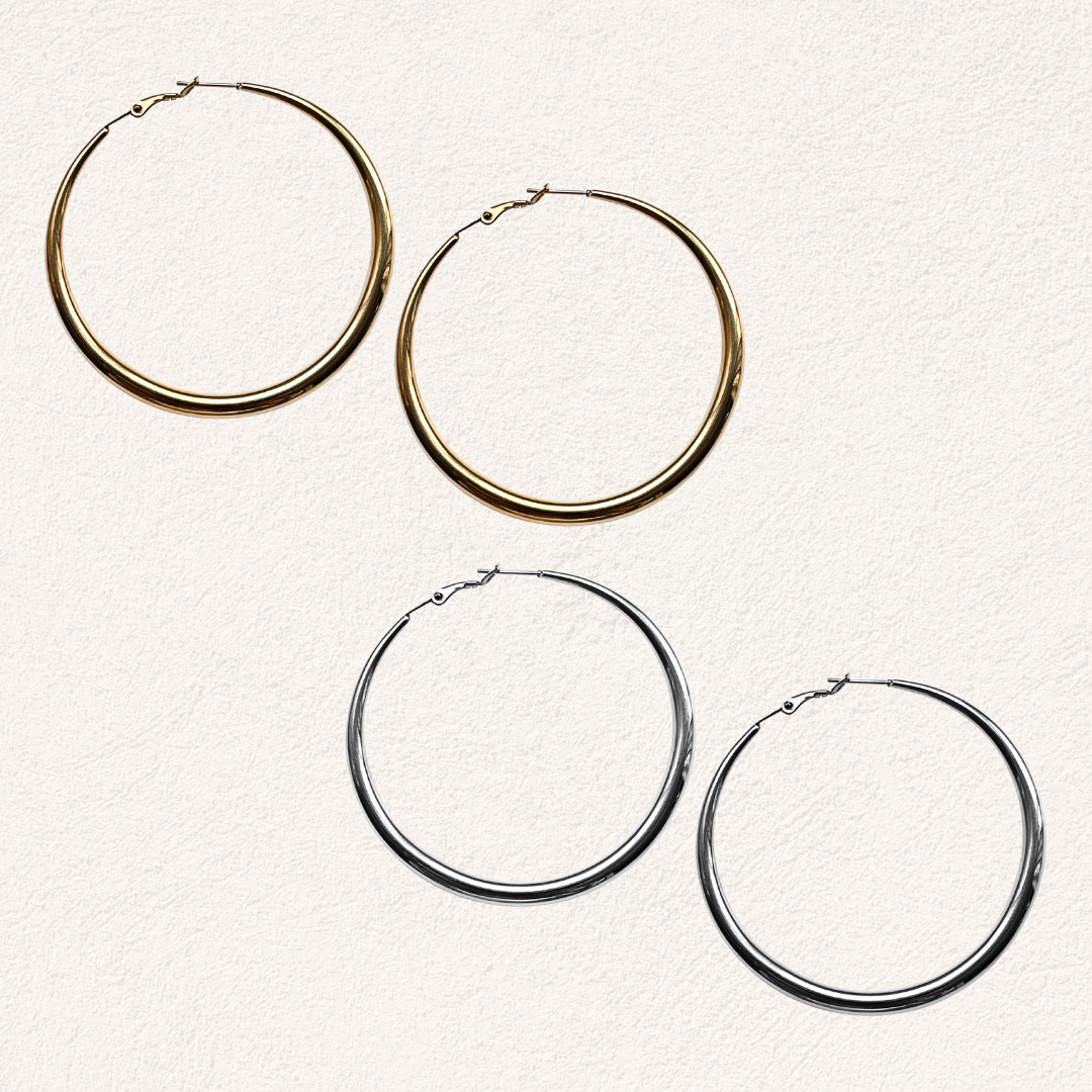 essential hoops curve 60 mm stainless steal oorbellen
