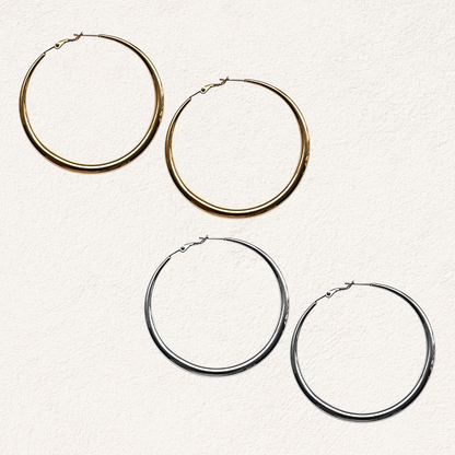 essential hoops curve 60 mm stainless steal oorbellen