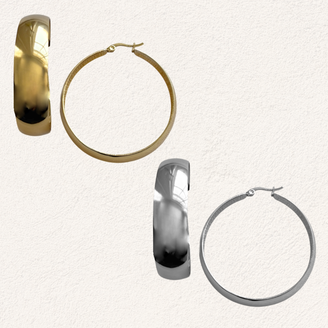 grote chunky oorbellen in goud en zilver productfoto