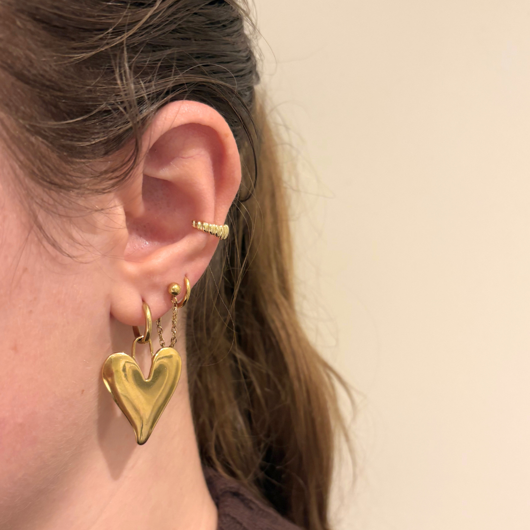 grote hartjes oorbellen aanfoto stainless steel oorbellen