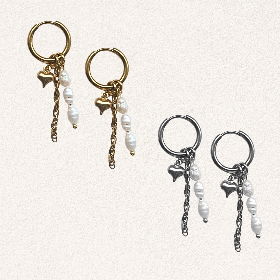 hart parel chain oorbellen stainless steel oorbellen goud en zilver