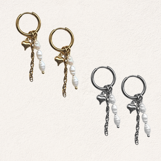 hart parel chain oorbellen stainless steel oorbellen goud en zilver