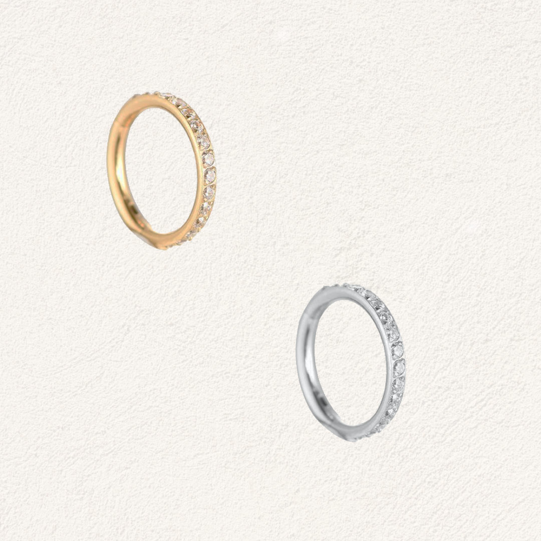 stainless steel piercing ringetje met zirconia 10 mm