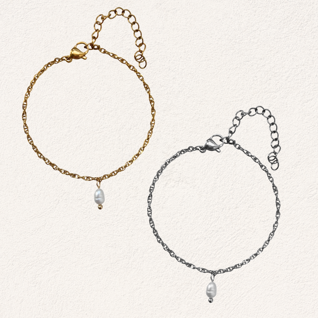 productfoto van armband met een losse parel