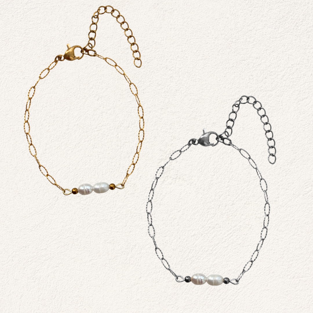 productfoto van duo zoetwaterparel armband