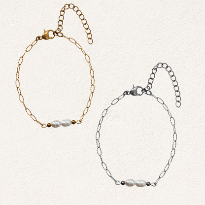 productfoto van duo zoetwaterparel armband