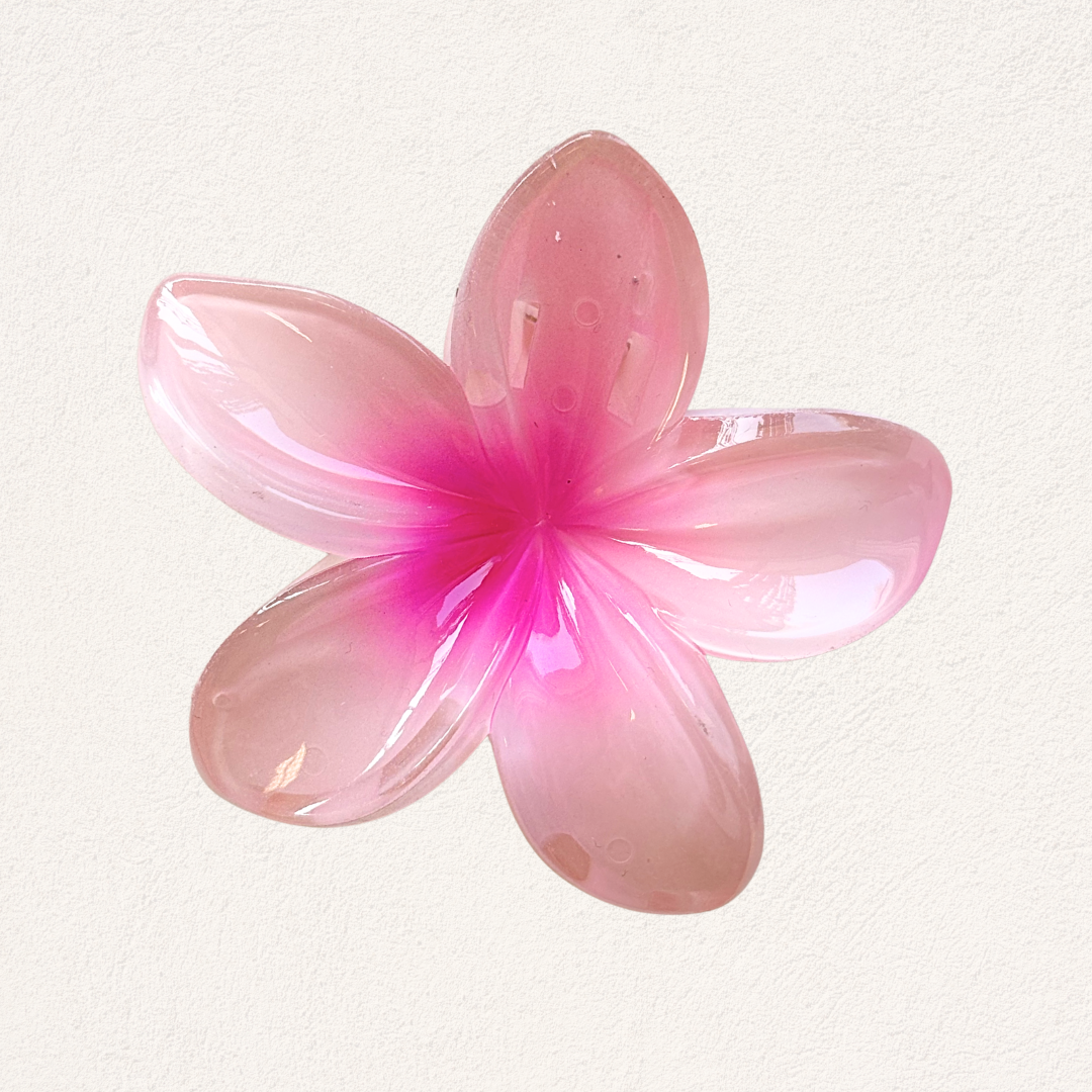 productfoto van roze haarclip van tropische bloem