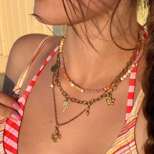 krab ketting met natuursteen