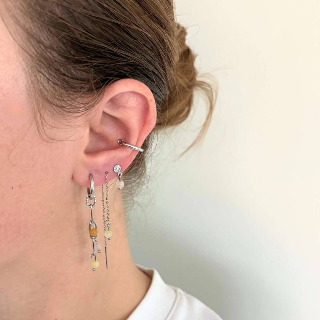 zilveren kleurrijke oorbellen combinatie earparty